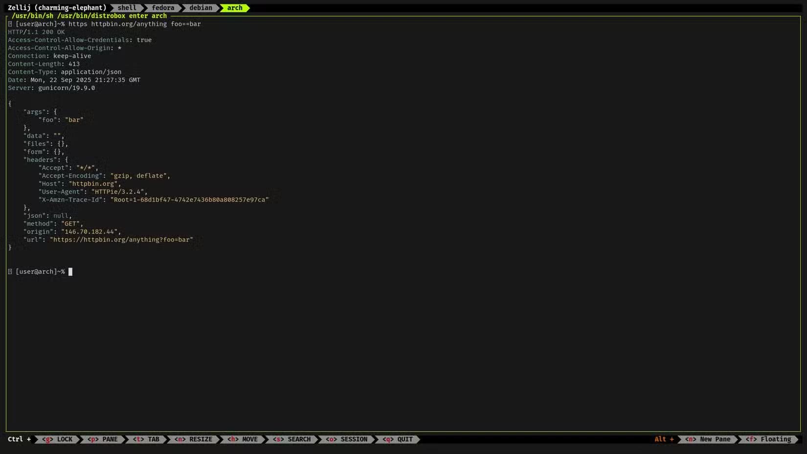 terminal-aria2-command-displaying-json-output-confirming-get-parameters-were-received 5 طرق لتنزيل الملفات في Linux من Terminal بسهولة
