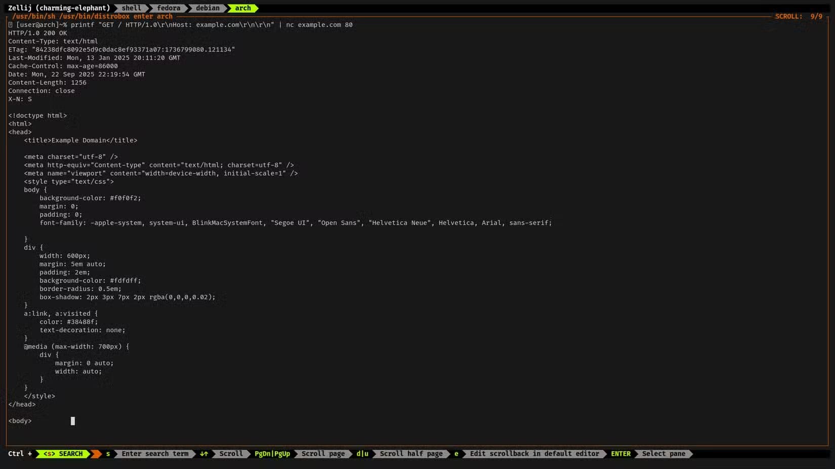 terminal-displays-html-code-after-fetching-it-from-an-http-url-provided-to-netcat 5 طرق لتنزيل الملفات في Linux من Terminal بسهولة