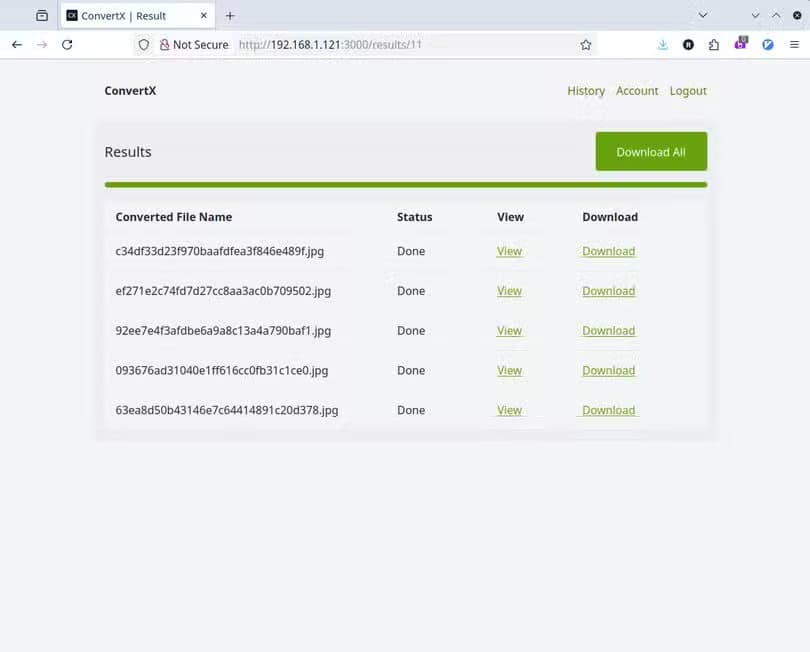 the-convertx-interface-with-five-webp-files-converted حل مشاكل صور WebP بسهولة مع محول الملفات المستضاف ذاتيًا