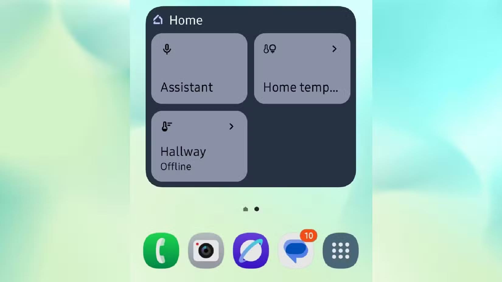 the-google-home-widget-showing-the-home-assistant-hallway-thermometer-and-temperature-adjustments-that-can-be-made-on-the-home-screen-of-a-phone أفضل تطبيقات ويدجت لتحسين تجربة Android على الشاشة الرئيسية