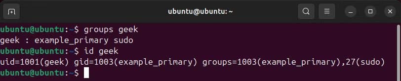 the-linux-groups-and-id-commands-being-used-to-view-groups-another-user-is-in طريقة إضافة مستخدم إلى مجموعة على لينكس خطوة بخطوة