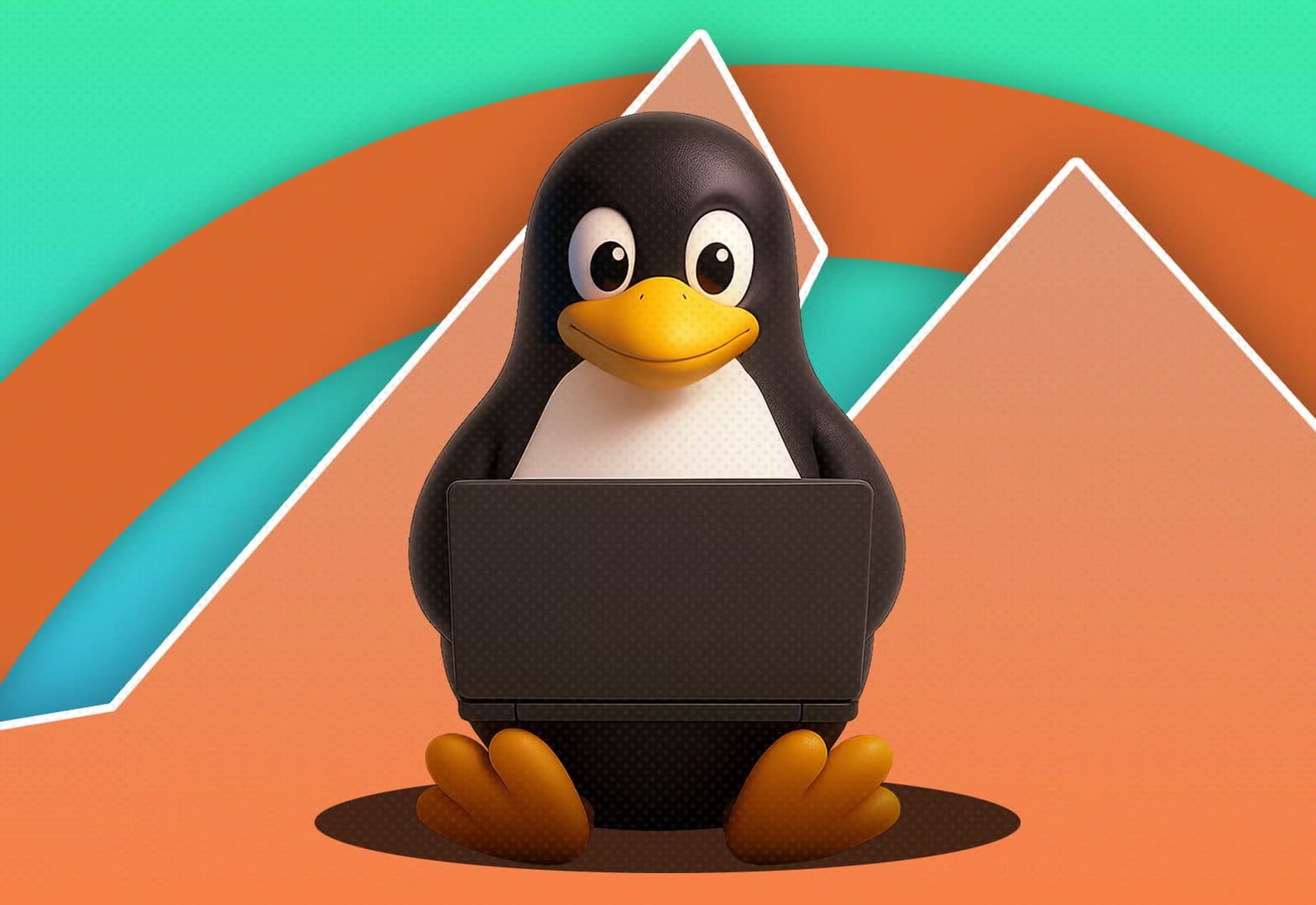 tux-the-linux-mascot-using-a-laptop-in-front-of-cinnamon-desktop-mountains-logo أفضل طرق استخدام أمر usermod لإدارة مستخدمي Linux بفعالية