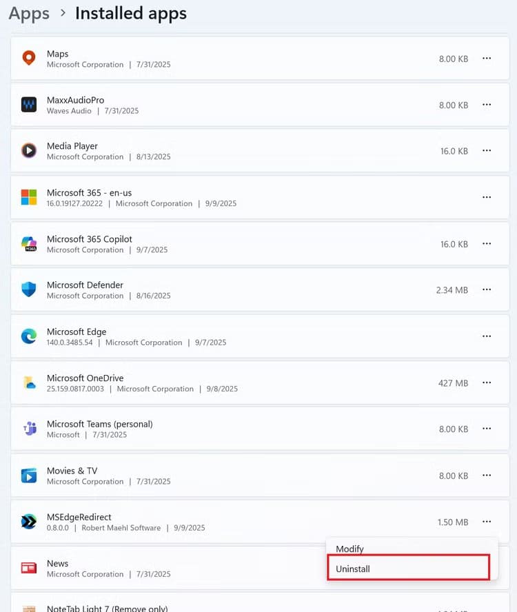 uninstalling-msedgeredirect طريقة جعل شريط مهام Windows 11 يفتح الروابط بمتصفحك المفضل