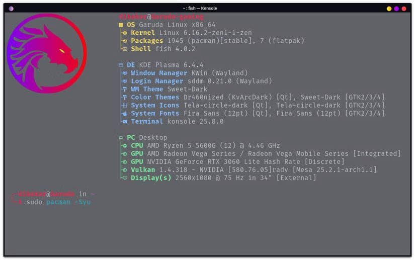 updating-arch-based-garuda-linux-with-pacman-syu-command لماذا أصبحت Garuda Linux التوزيعة التي لا أستغني عنها بعد سنوات من الاستخدام اليومي