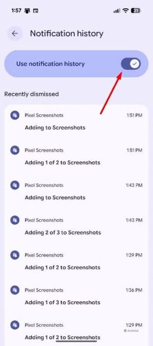 use-notification-history-toggle-on-a-pixel-smartphone تسع ميزات أندرويد خفية لا يعرفها معظم المستخدمين
