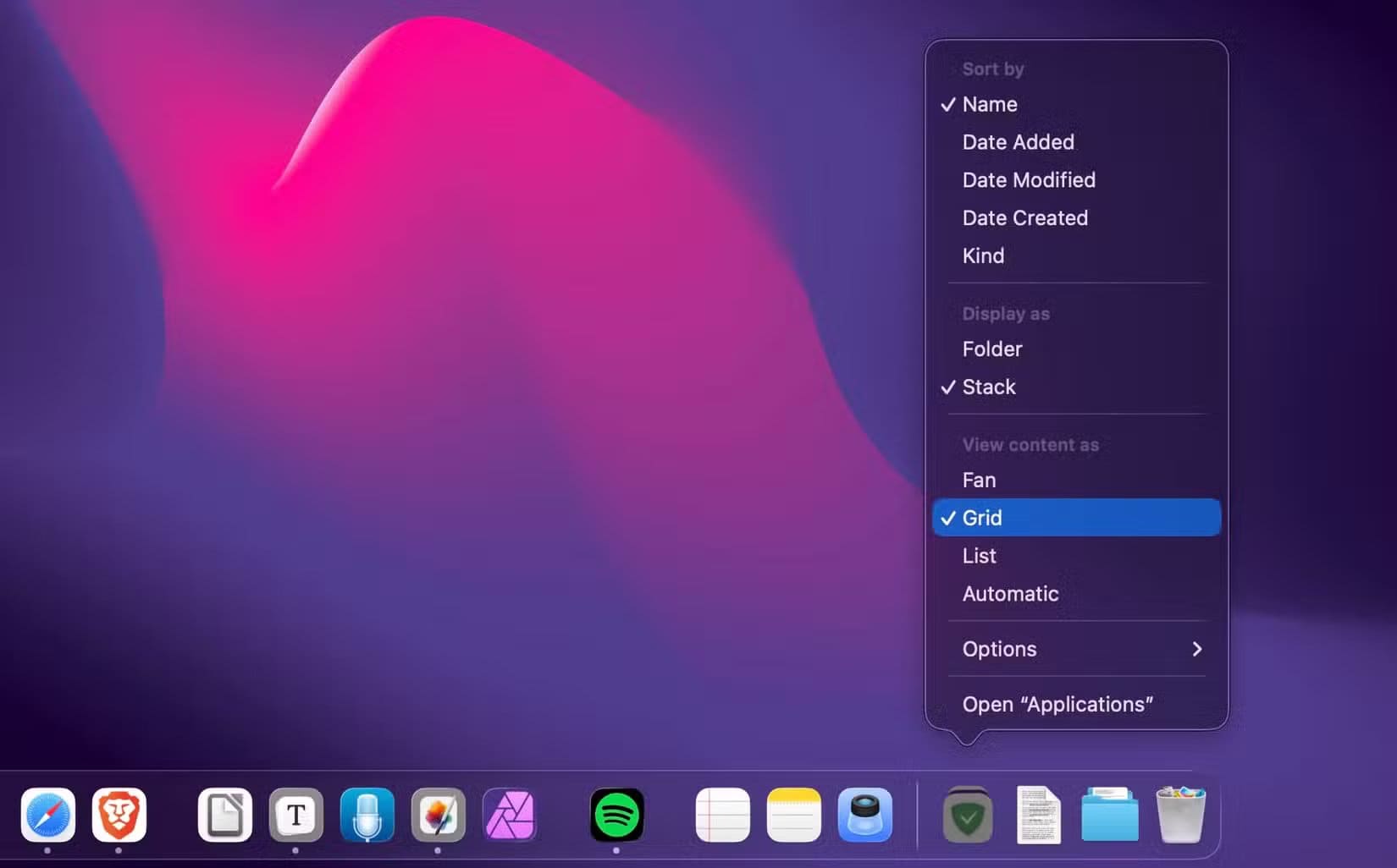 view-the-apps-folder-as-a-grid طرق استبدال لوحة التشغيل في macOS Tahoe بسهولة