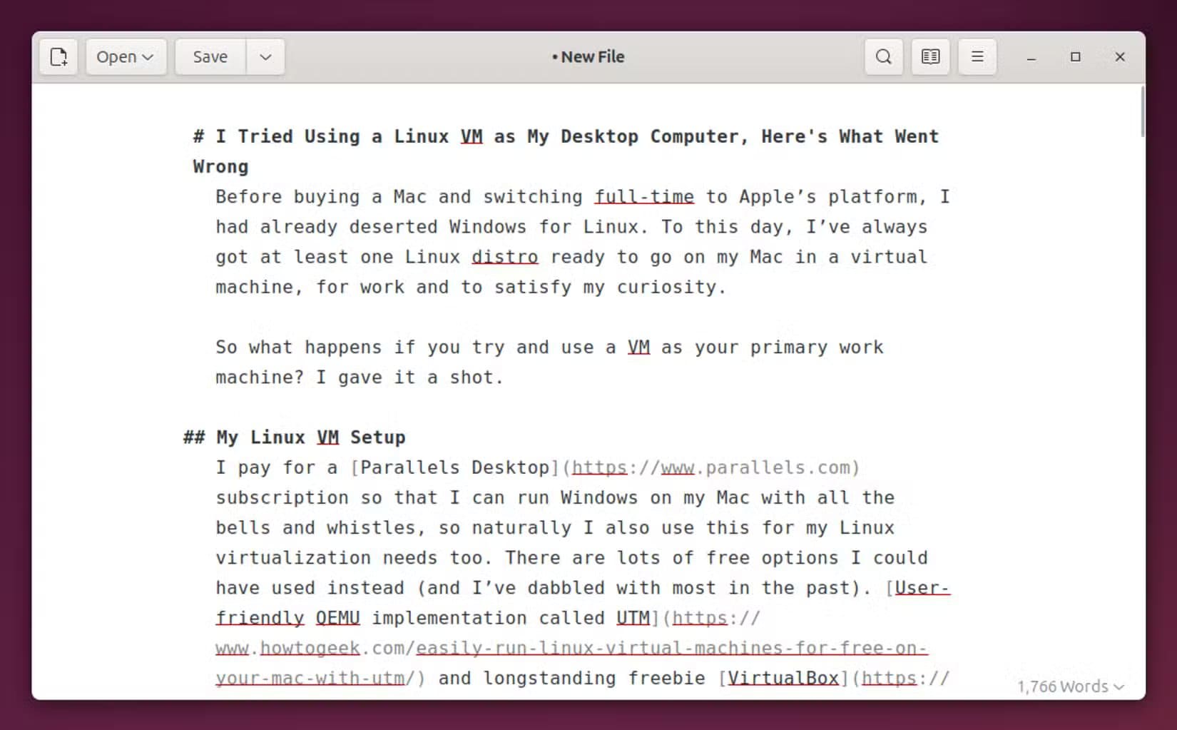 working-on-a-markdown-file-within-ubuntu-app-apostrophe استخدام Linux VM كبديل للكمبيوتر المكتبي هل هو خيار عملي