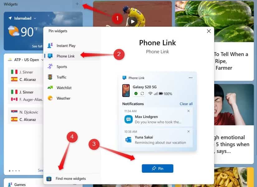 1-adding-new-widgets-in-the-widget-panel-on-windows طرق ذكية لتحويل لوحة أدوات Windows 11 إلى مركز إنتاجية حقيقي