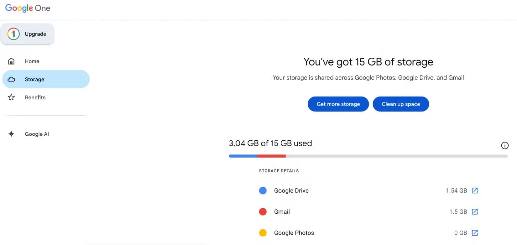 1-google-one-storage-page-showing-space-consumed-by-different-google-services طرق ذكية لتفريغ مساحة في Google Drive دون حذف ملفات مهمة