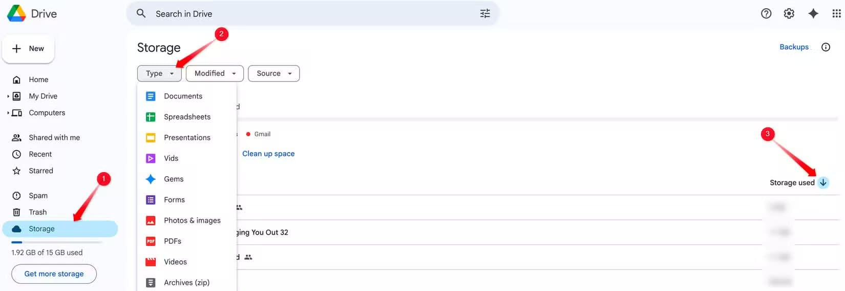 2-google-drive-showing-data-consumed-by-files طرق ذكية لتفريغ مساحة في Google Drive دون حذف ملفات مهمة