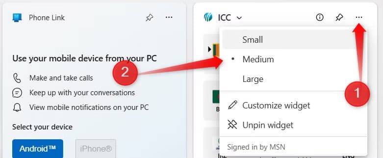 3-adjusting-the-size-of-the-widgets-in-the-widgets-panel طرق ذكية لتحويل لوحة أدوات Windows 11 إلى مركز إنتاجية حقيقي