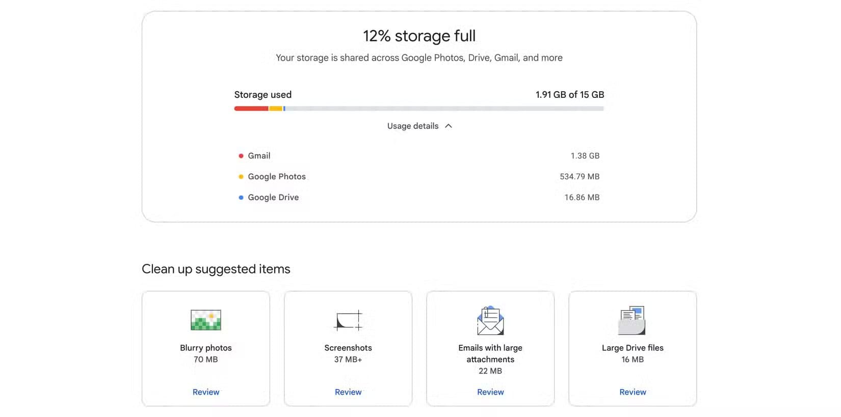 5-cleaning-up-suggested-items-in-google-one طرق ذكية لتفريغ مساحة في Google Drive دون حذف ملفات مهمة