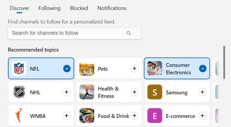 5-tweaking-the-interests-to-finetune-discover-content-in-the-widgets-panel-on-windows طرق ذكية لتحويل لوحة أدوات Windows 11 إلى مركز إنتاجية حقيقي