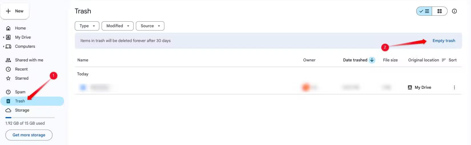 8-emptying-the-trash-folder-in-google-drive طرق ذكية لتفريغ مساحة في Google Drive دون حذف ملفات مهمة