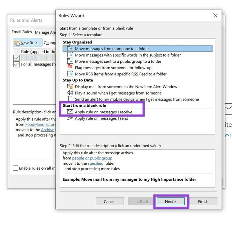 How-to-Automatically-Move-Emails-to-a-Folder-in-Outlook-7 طريقة تنظيم رسائل Outlook تلقائيًا داخل المجلدات بخطوات سهلة
