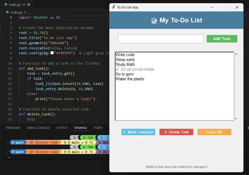 a-beautiful-looking-todo-list-app-made-in-python-tkinter ابدأ ببناء تطبيقك الرسومي الأول في Python باستخدام مكتبة Tkinter