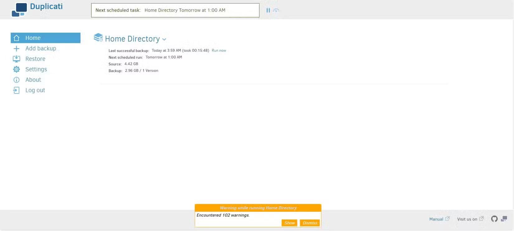 a-completed-duplicati-backup طريقة موثوقة لعمل نسخ احتياطي لملفات Windows باستخدام أداة مفتوحة المصدر