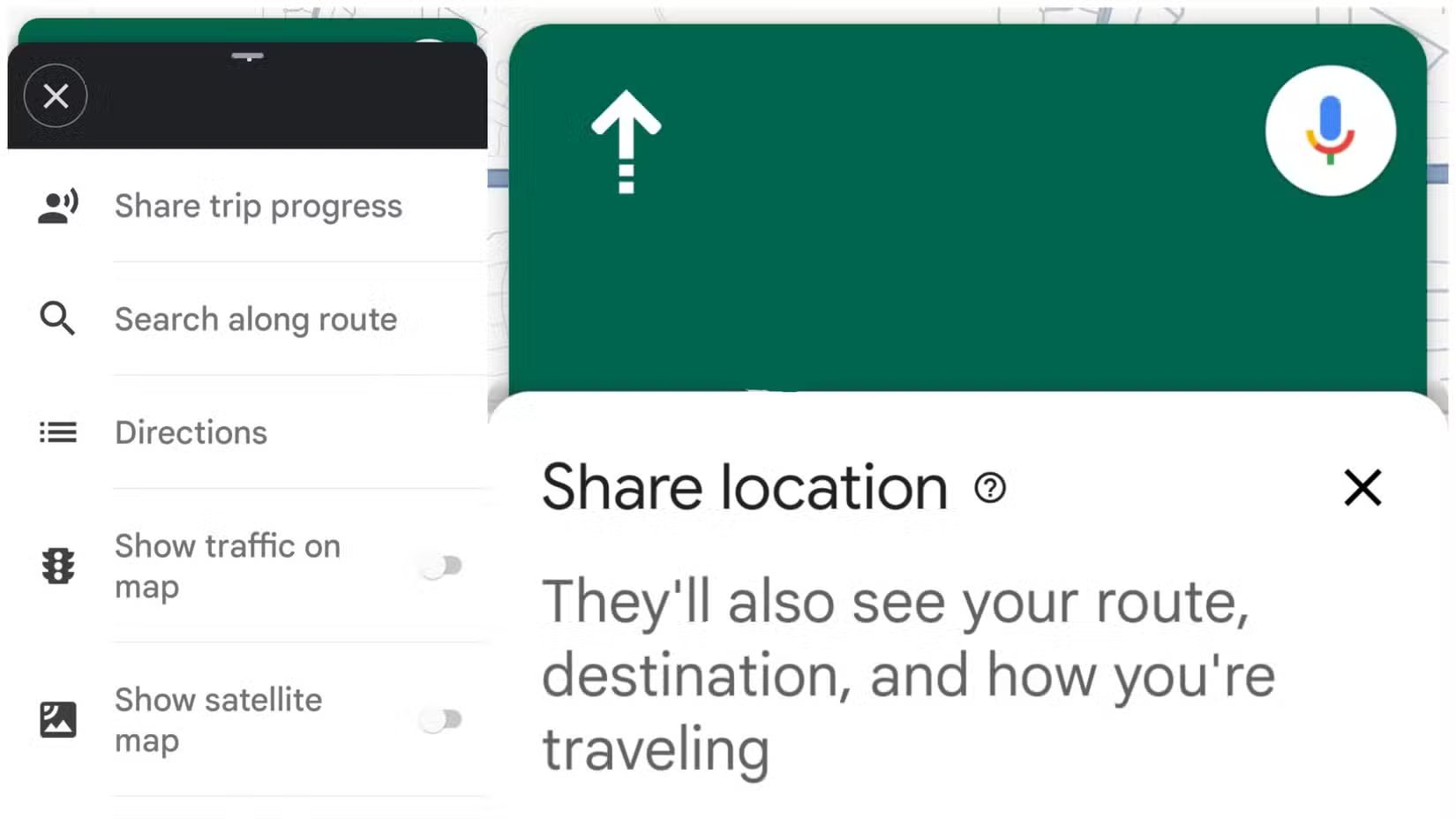 a-google-maps-route-being-shared-with-another-person إيماءات خرائط Google التي تجعل القيادة أسهل