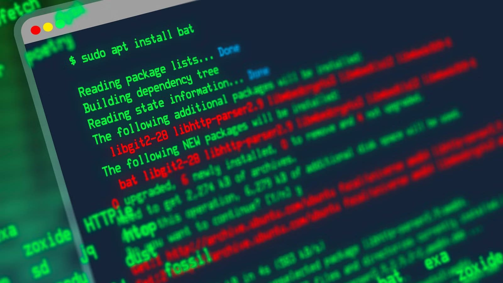 a-linux-terminal-with-some-commands لماذا يفضل مستخدمو لينكس أمر bat على cat بعد تجربته