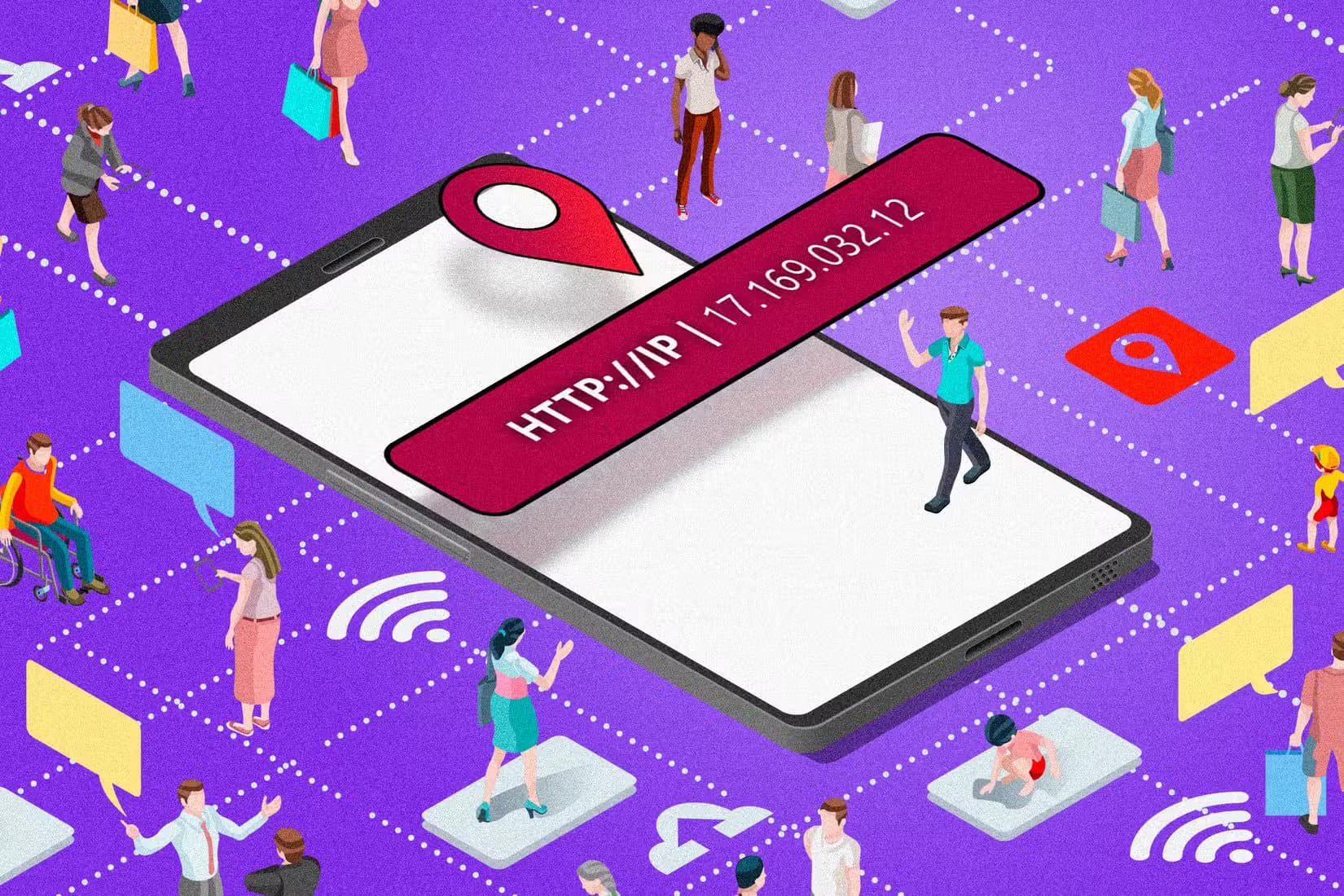 a-phone-with-an-ip-address-and-several-people-around-it السبب الحقيقي وراء حظر بعض المواقع لاستخدام شبكات VPN