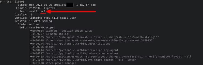 a-terminal-window-displays-the-output-of-the-loginctl-command-it-shows-that-the-current-desktop-session-was-launched-via-tty1-there-is-also-lots-of-related-hierarchical-text-on-the-screen الفرق الحقيقي بين Terminal وCommand Line وShell وConsole ولماذا يختلط الأمر على الجميع