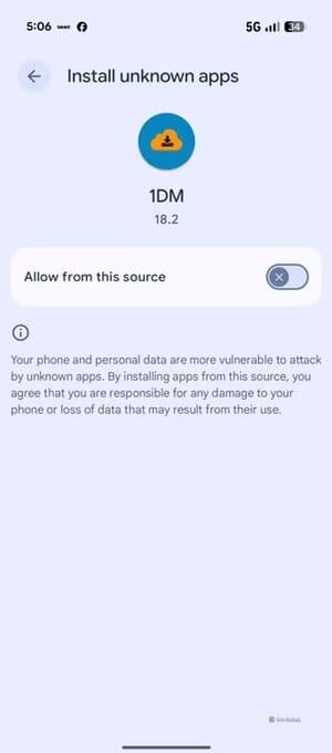 allow-from-this-source-toggle-in-android هذه الإعدادات الست التي في Android قد تُعرض خصوصيتك للخطر