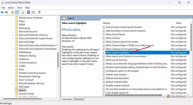 allow-search-highlights-policy-in-lgpe طريقة بسيطة لإخفاء أيقونات البحث المزعجة من شريط مهام Windows 11