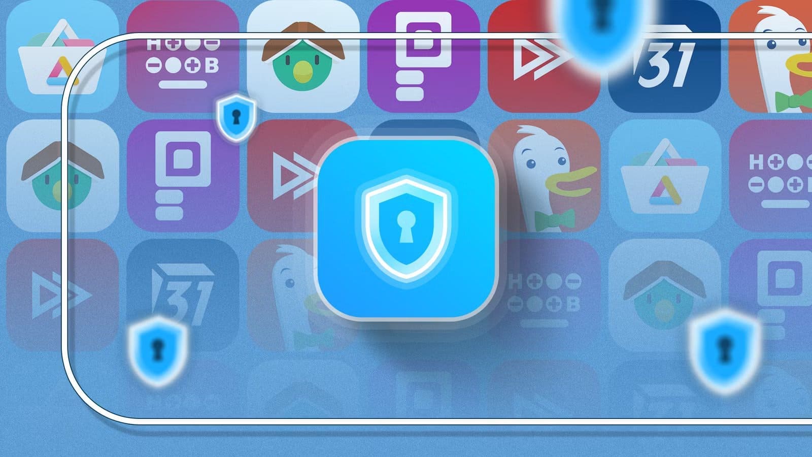 blue-shield-icon-with-a-keyhole-in-the-center-symbolizing-digital-privacy-over-a-blurred-background-featuring-app-icons-like-duckduckgo-aurora-store-and-newpipe-1 أفضل بدائل مجانية لتطبيقات أندرويد الشهيرة لحماية الخصوصية