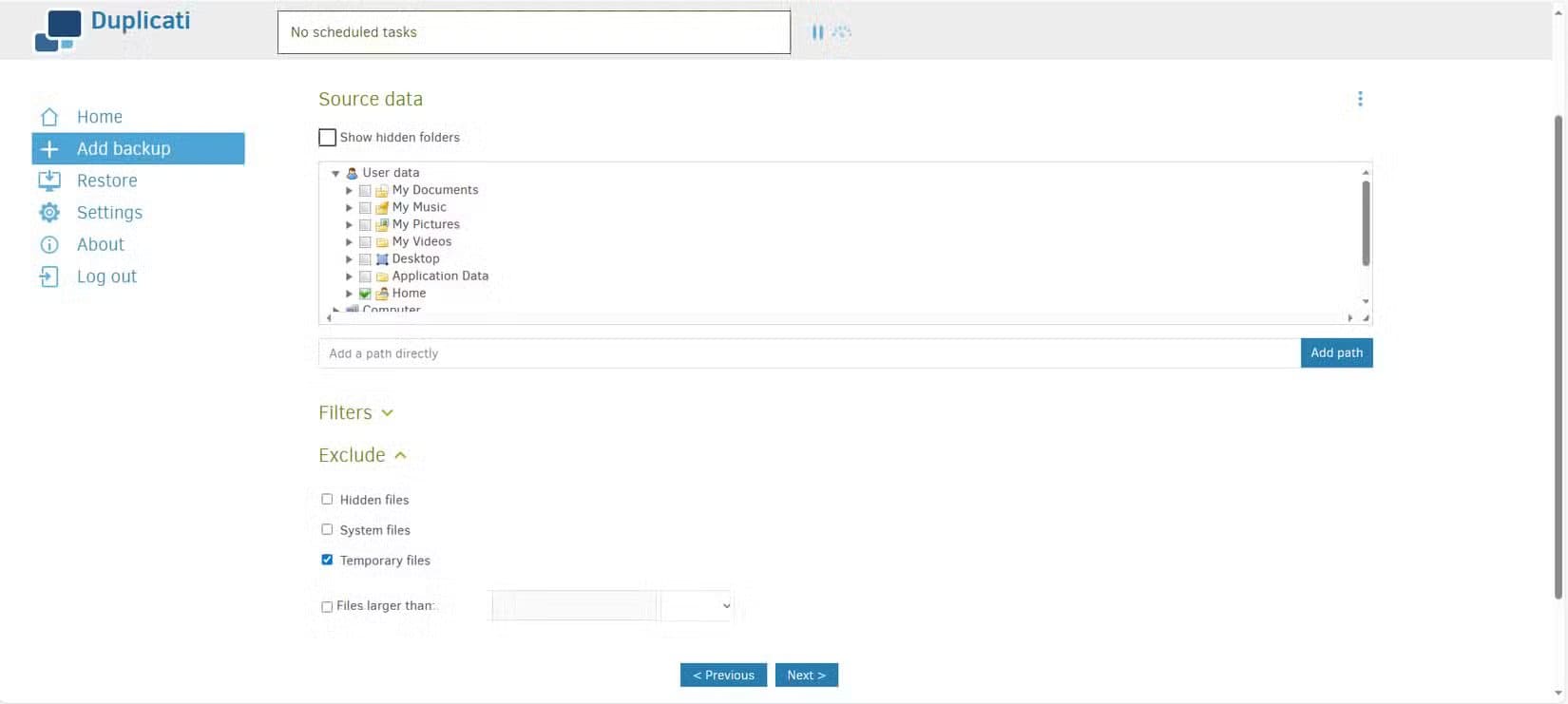 choosing-the-backup-source-in-duplicati طريقة موثوقة لعمل نسخ احتياطي لملفات Windows باستخدام أداة مفتوحة المصدر