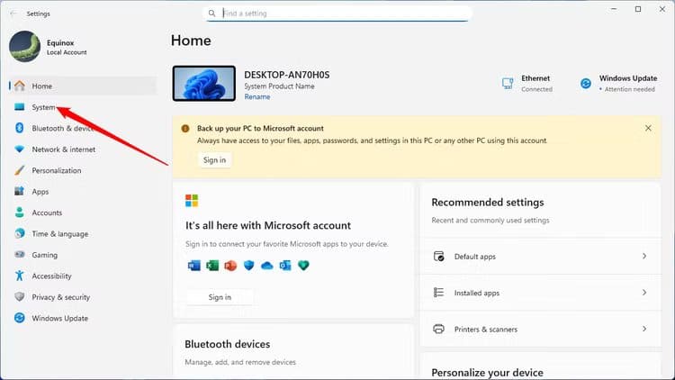 click-the-system-button-in-the-left-hand-sidebar طريقة إدارة الميزات الاختيارية في Windows 11 خطوة بخطوة