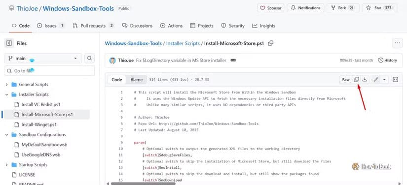 copy-option-in-github-page شرح طريقة استخدام Windows Sandbox لتشغيل البرامج بأمان