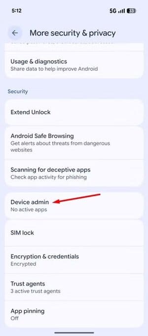 device-admin-option-in-pixel-10 هذه الإعدادات الست التي في Android قد تُعرض خصوصيتك للخطر