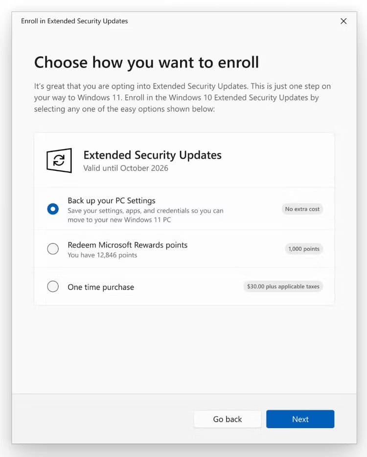 different-esu-enrollment-options-for-windows-10 كيف تضمن استمرار تحديثات الأمان على جهازك بعد انتهاء دعم ويندوز 10