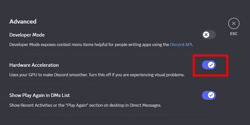 disabling-hardware-aceleration-in-discord خطوات بث PS5 على Discord ومشاركة لعبك مع الأصدقاء