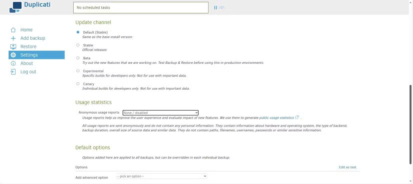 disabling-usage-reports-in-duplicati طريقة موثوقة لعمل نسخ احتياطي لملفات Windows باستخدام أداة مفتوحة المصدر