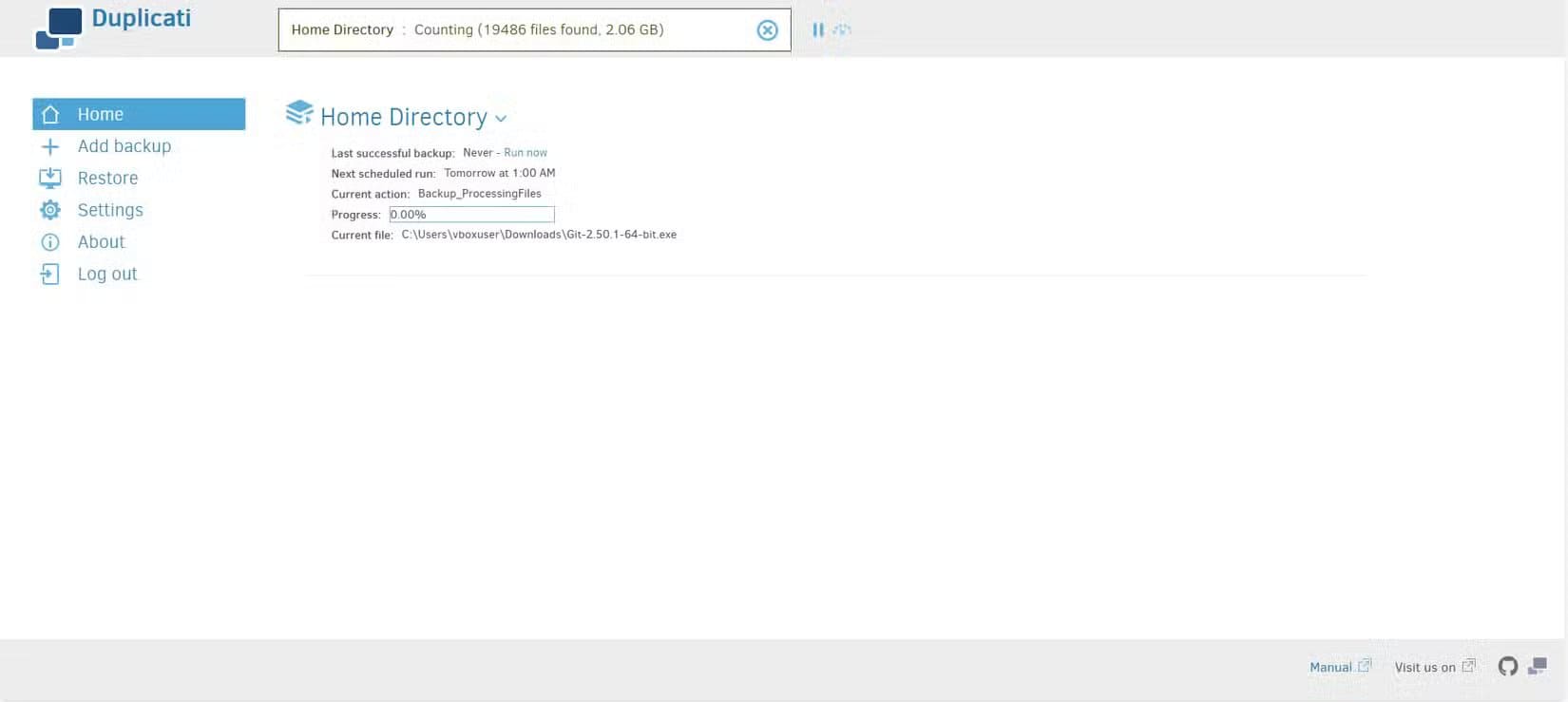 duplicati-backup-job-first-run طريقة موثوقة لعمل نسخ احتياطي لملفات Windows باستخدام أداة مفتوحة المصدر