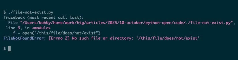 file-not-exist كيفية استخدام دالة open في Python لقراءة وكتابة الملفات