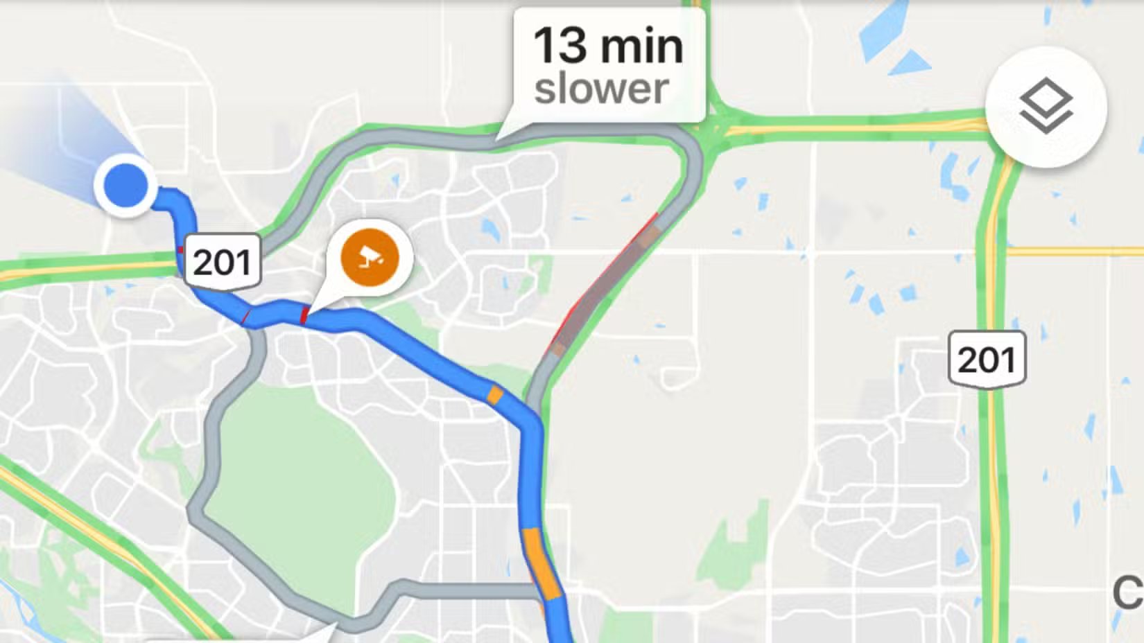 google-maps-showing-an-alternate-route-that-may-take-15-minutes-longer إيماءات خرائط Google التي تجعل القيادة أسهل