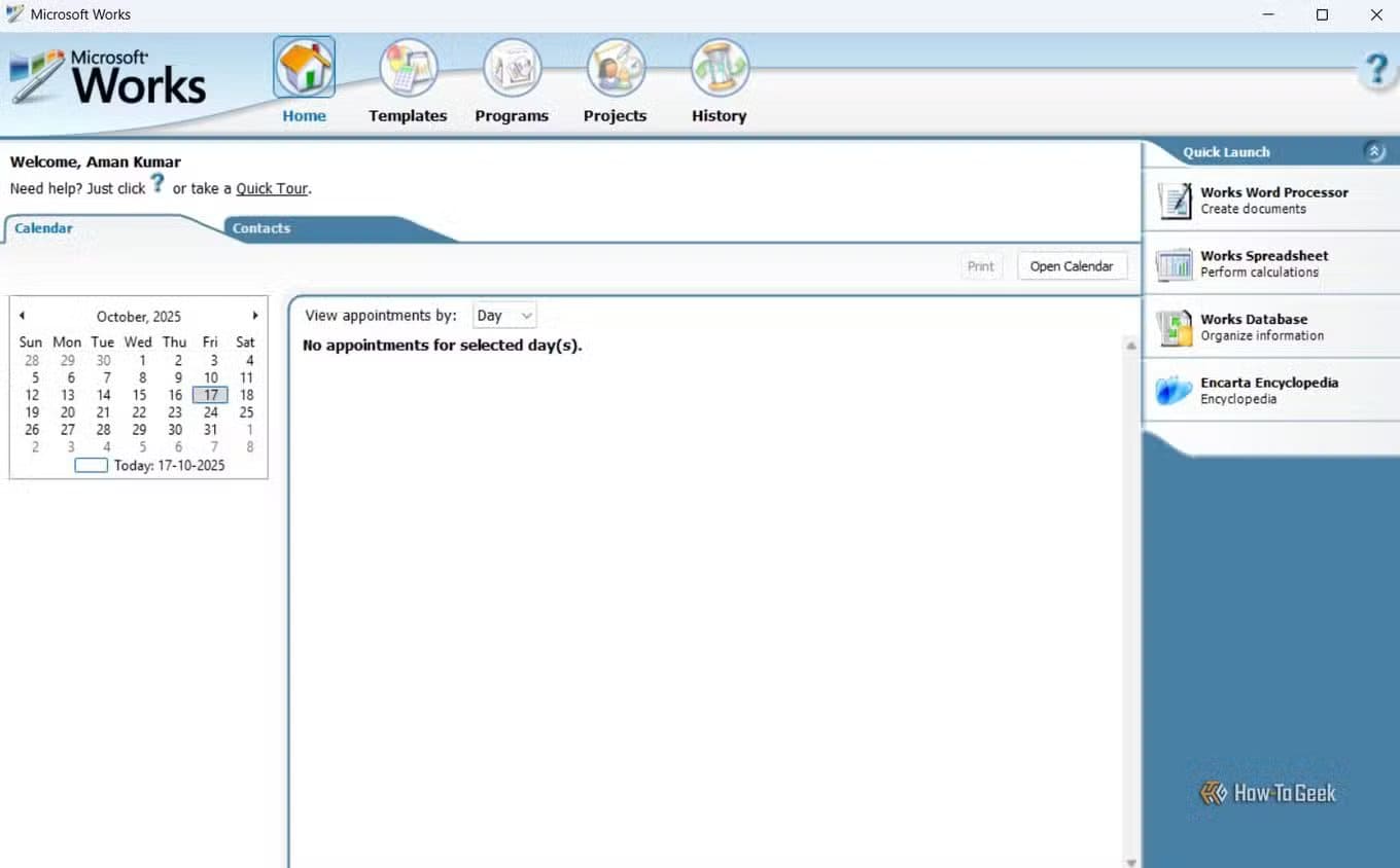 home-tab-in-microsoft-works تطبيقات ويندوز القديمة التي نفتقدها بشدة اليوم