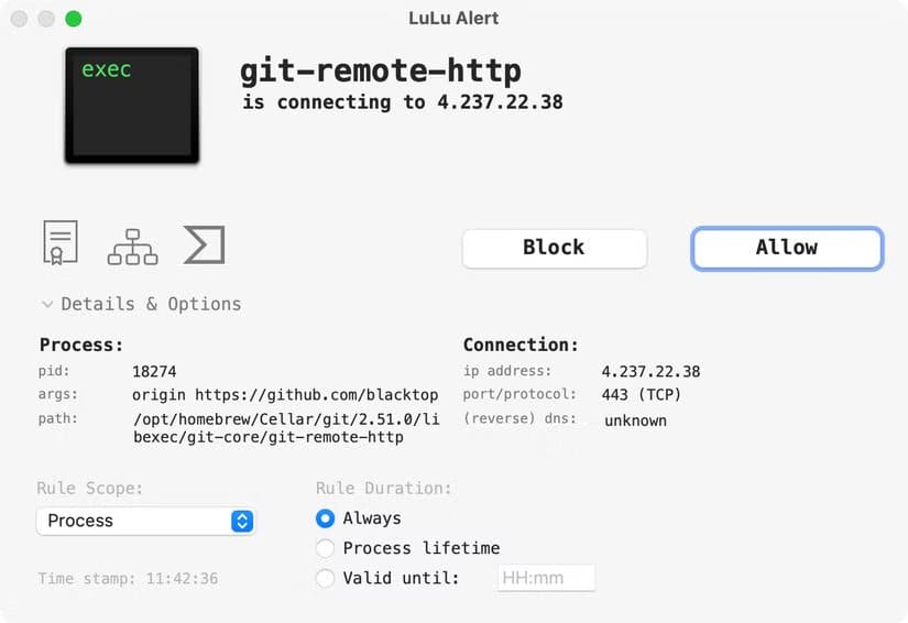lulu-for-macos-blocking-an-app-from-accessing-the-internet اثنتا عشرة أداة مفتوحة المصدر جعلت استخدامي لجهاز Mac أسرع وأكثر إنتاجية