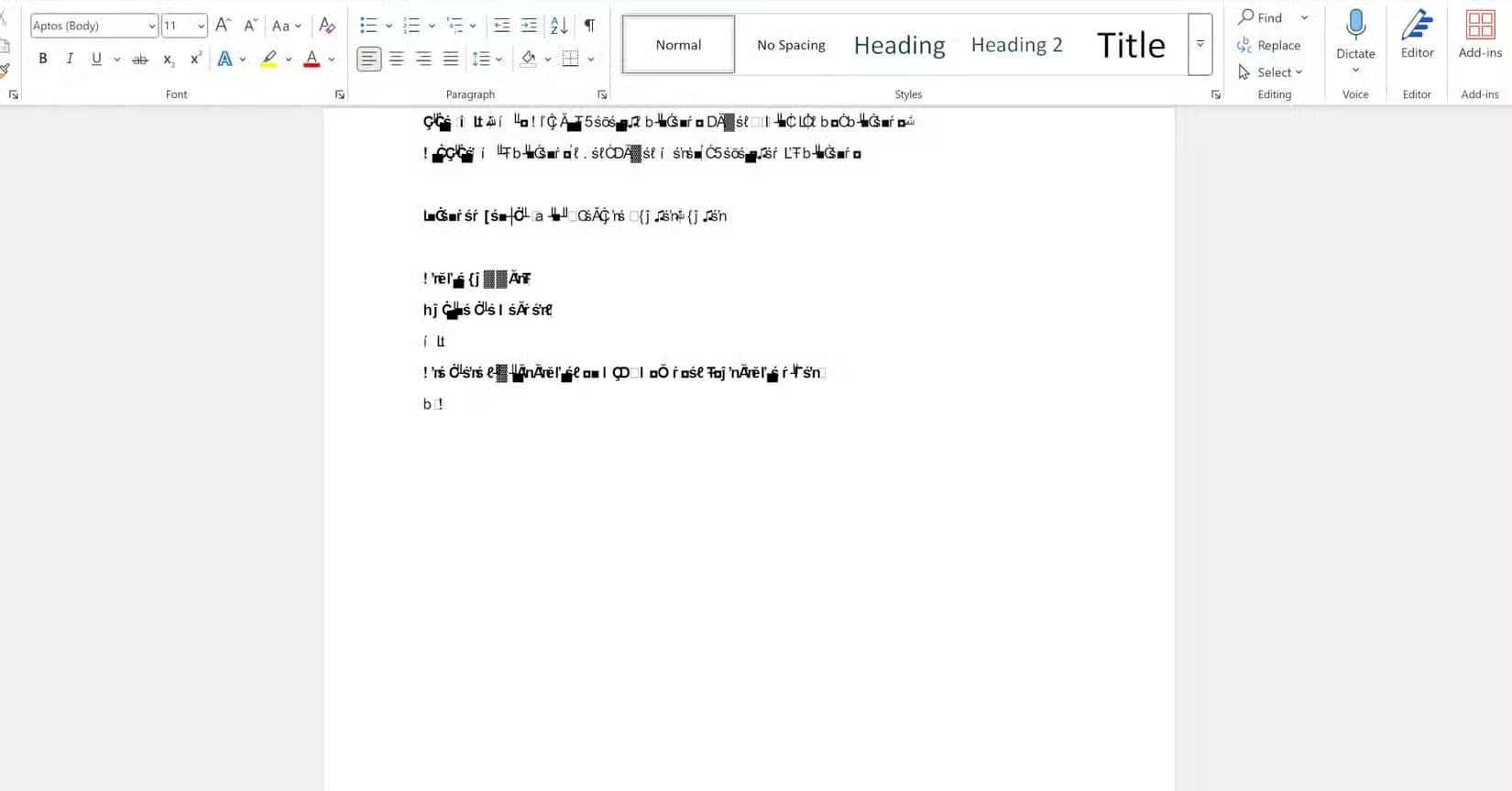 microsoft-word-corrupted-text-glitch طرق فعالة لإصلاح أخطاء مستند Word واستعادة النص المفقود