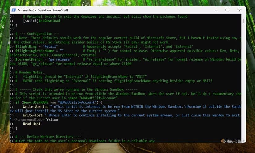 powershell-script-to-install-microsoft-store-in-sandbox شرح طريقة استخدام Windows Sandbox لتشغيل البرامج بأمان