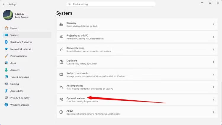 scroll-down-and-click-optional-features-towards-the-bottom طريقة إدارة الميزات الاختيارية في Windows 11 خطوة بخطوة