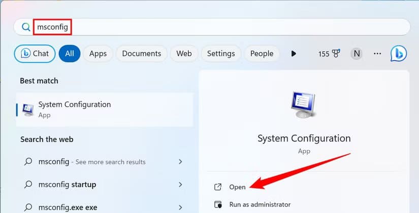 search-msconfig إيقاف العمليات الخفية في Windows التي تُبطئ جهازك وتحسين الأداء فورًا