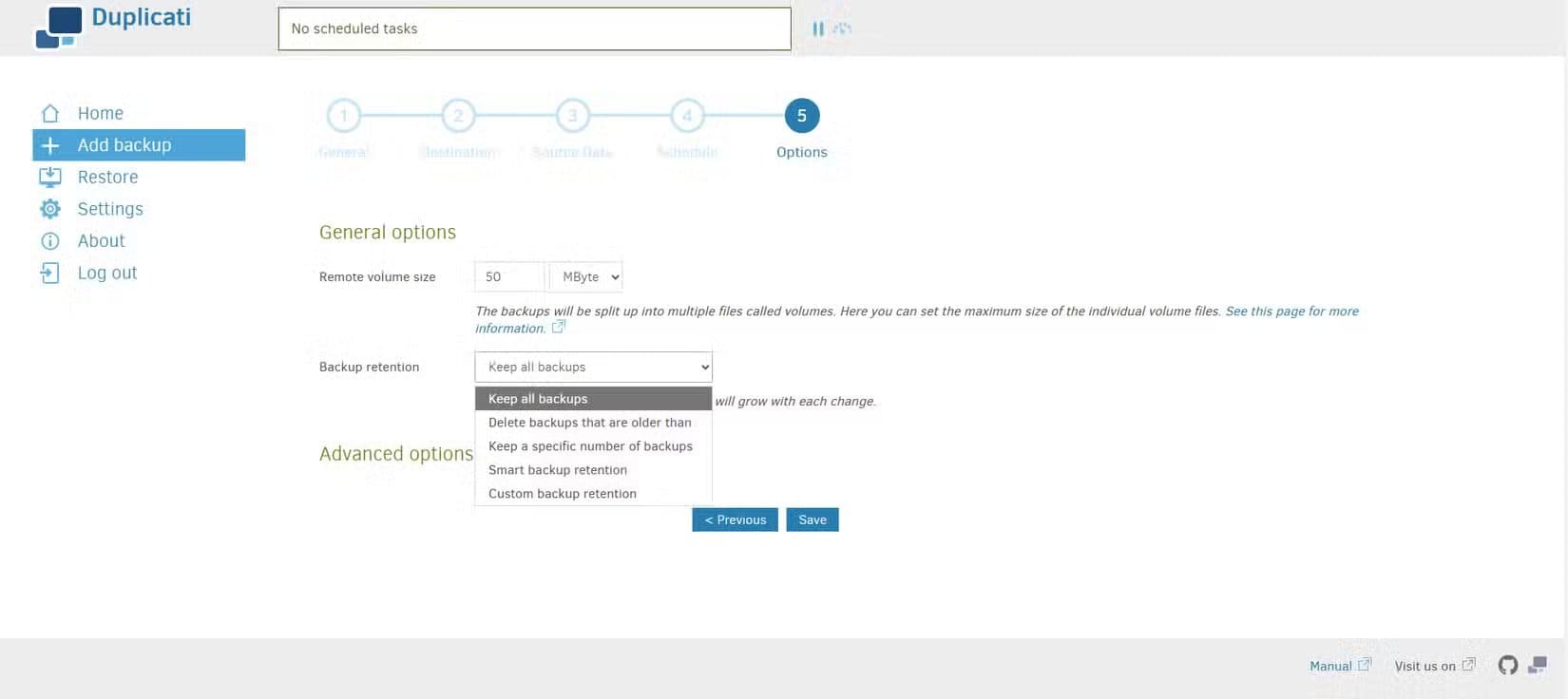 setting-backup-retention-for-a-duplicati-backup-job طريقة موثوقة لعمل نسخ احتياطي لملفات Windows باستخدام أداة مفتوحة المصدر