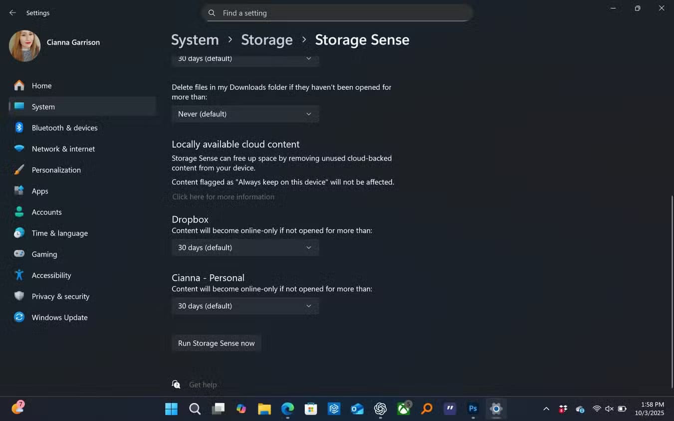 the-second-half-of-the-storage-sense-page-in-windows-11 إعدادات خفية في Windows 11 تعيد لجهازك السرعة التي فقدها