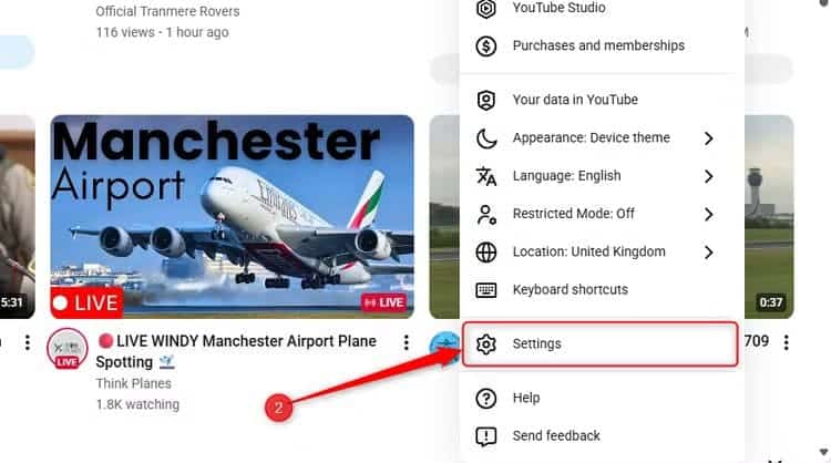 the-settings-cog-in-the-youtube-profile-menu-in-microsoft-edge كيفية تحسين تجربة تصفح YouTube بتغيير إعداد واحد فقط