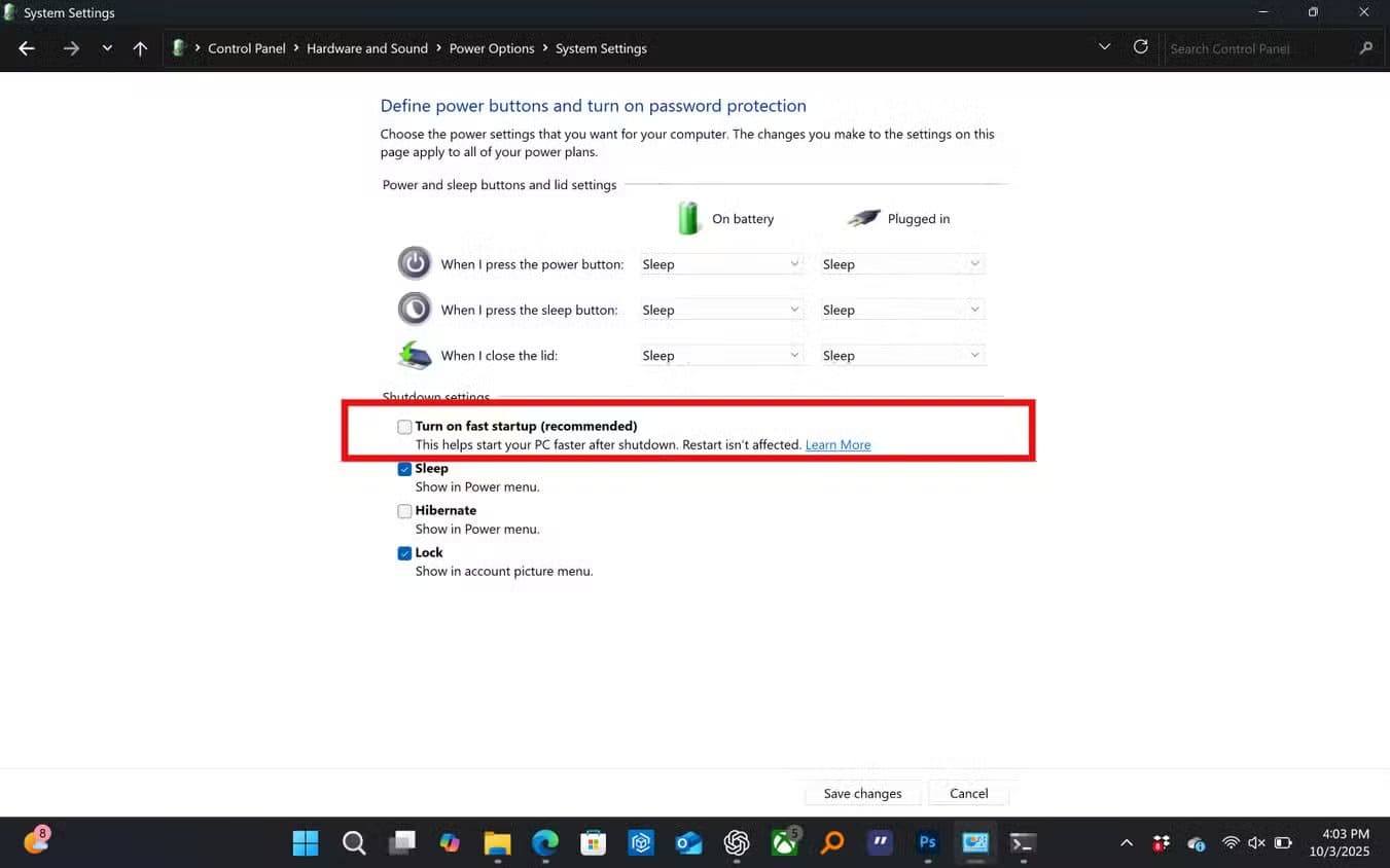 the-system-settings-page-in-windows-11-with-the-turn-on-fast-startup-option-highlighted-1 إعدادات خفية في Windows 11 تعيد لجهازك السرعة التي فقدها