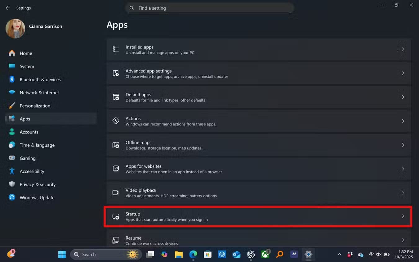 the-windows-11-settings-page-with-startup-highlighted إعدادات خفية في Windows 11 تعيد لجهازك السرعة التي فقدها