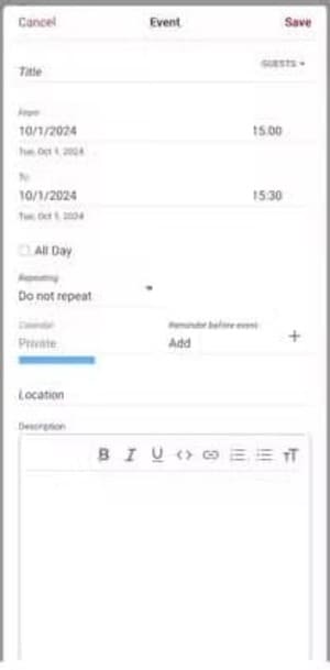 tuta-calendar-new-event أفضل بدائل مجانية لتطبيقات أندرويد الشهيرة لحماية الخصوصية